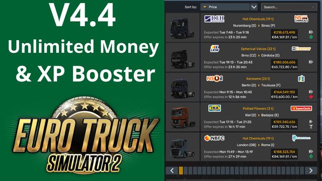 Unlimited Money XP Booster V4 4 ETS2 Mods