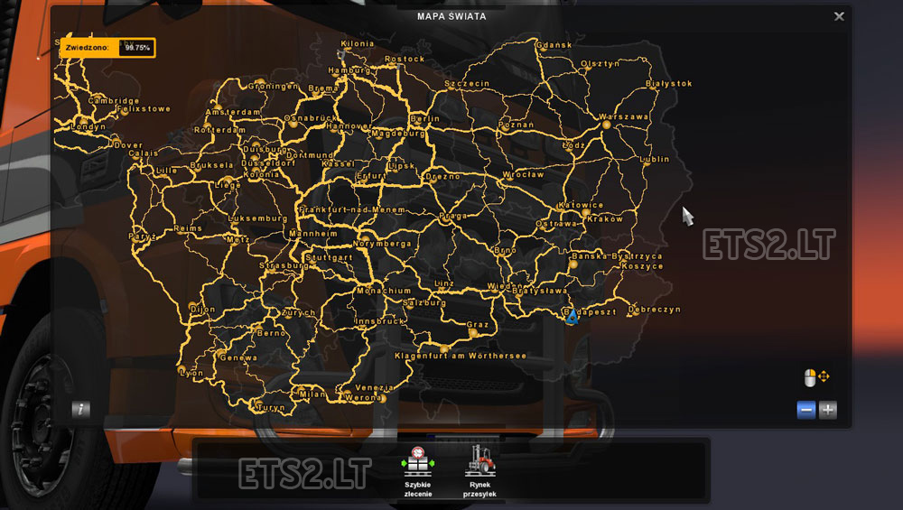 Polish Names for Cities on Standard Map & DLC East | ETS2 mods