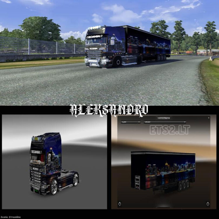 Skin City Nightlife for Scania Streamline + standalone trailer