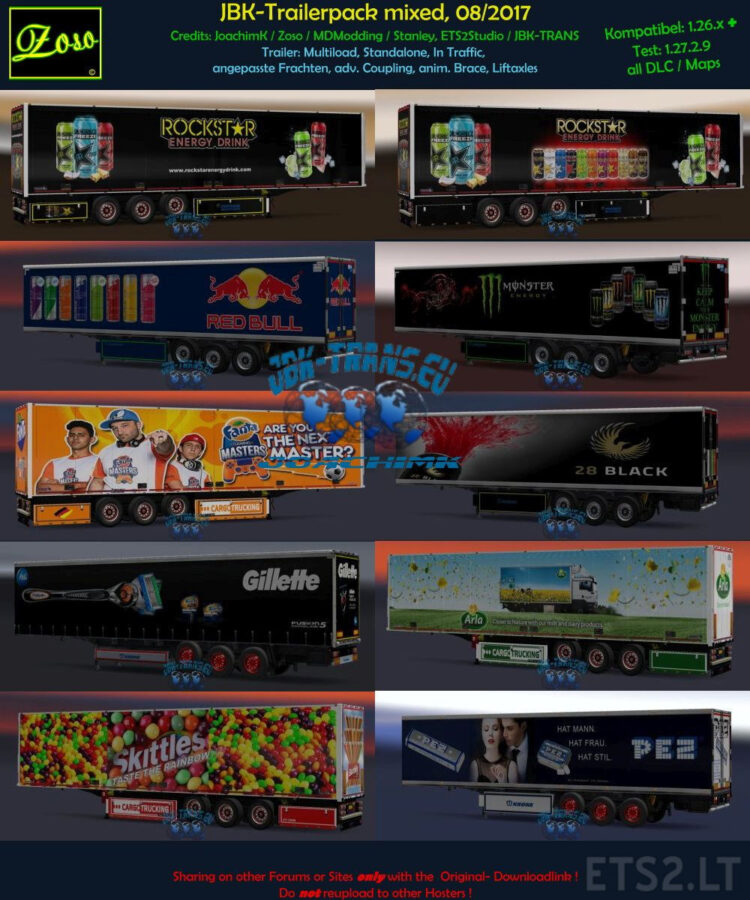 JBK- Trailer Pack mixed, 08/2017 – 20 Trailer