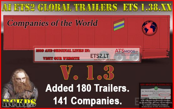 AI ETS2 Global Trailers Rckps 1.3 For 1.38.XX