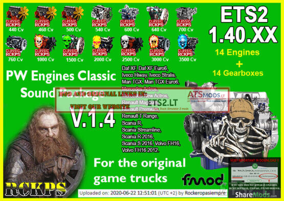 PW Engines Classic Sounds Pack V.1.4 for ETS2 1.40.XX