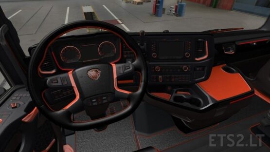 Scania S and R Black Orange Interior