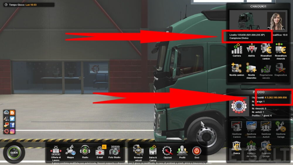 Dinheiro e XP Infinito + Todas Concessionárias Liberadas Ets2 1.43 -  Dalenha Mods