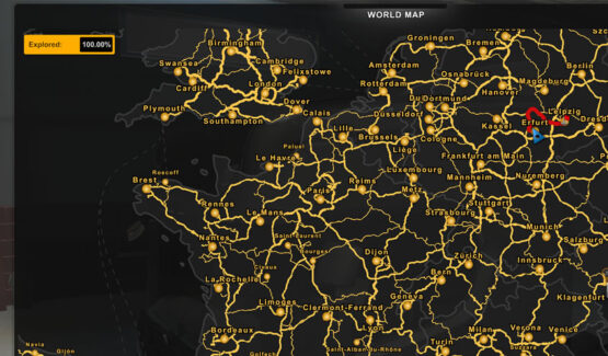 100% opened map in ETS2 1.43