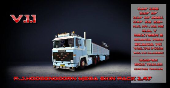 P.J.Hoogendoorn Mega Truck And Trailer Skin Pack 1.47 V1.1.1 (skin hot fix)