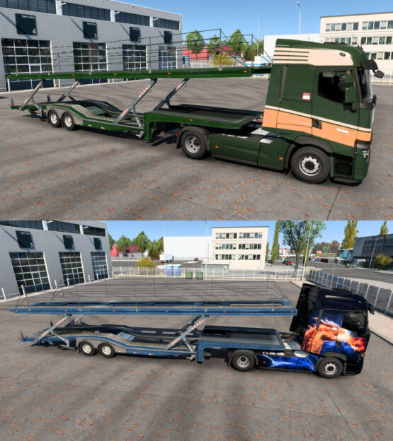 OWNABLE OLD SCS CAR TRANSPORTER TRAILER ETS2 1.50.x | ETS2 mods