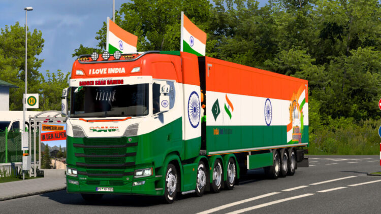 Indian Flag Skin for Scania S Highroof & Trailer Box