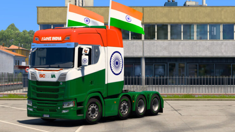 Indian Flag Skin for Scania S Highroof & Trailer Box