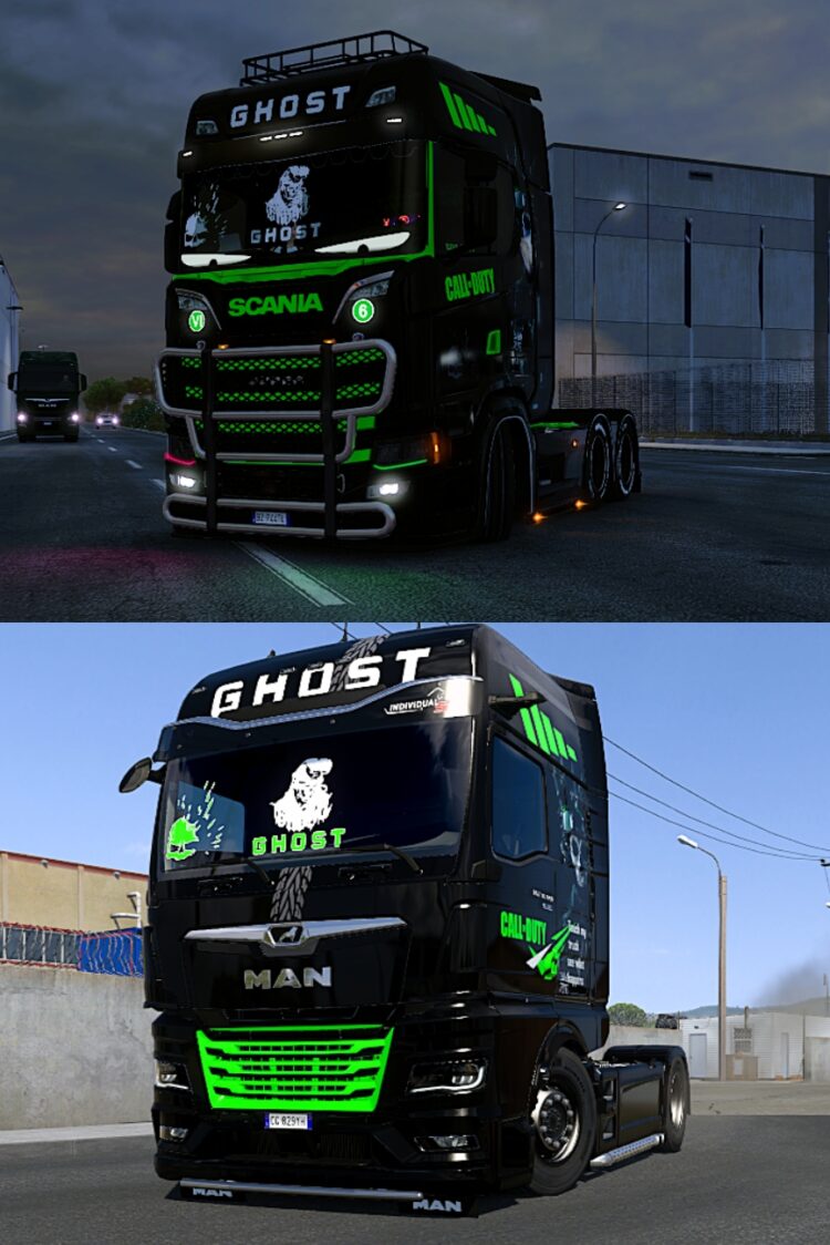 Scania S and MAN TGX 2020 Call of Duty Ghost skin