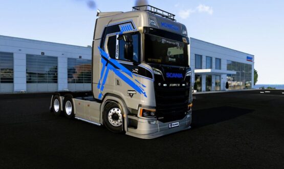 Scania S silver blue x green striped