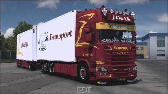 Scania R580 J.Vrolijk Transport + Trailer v12.0