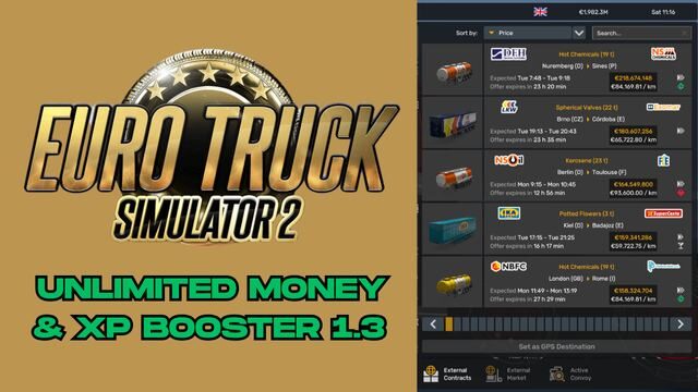 Unlimited Money & XP Booster v1.3 ETS2 1.55