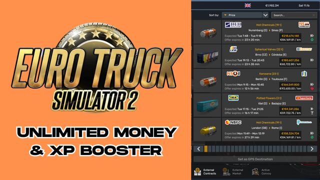 Unlimited Money & XP Booster v1.6 &ndash; ETS2 1.55