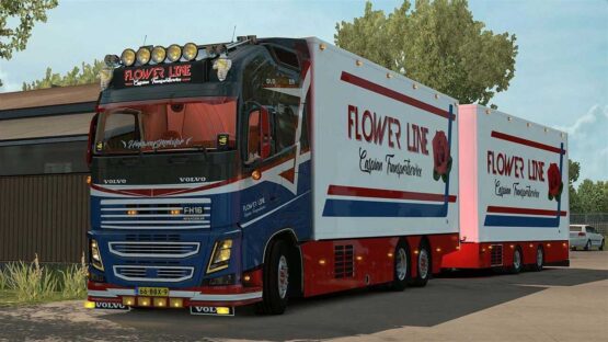 Volvo FH16 Tandem Flower Line + Trailer v6.0 (1.55)