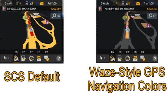 Waze Style GPS Navigation Colors Realistic Dark Mode V1.3
