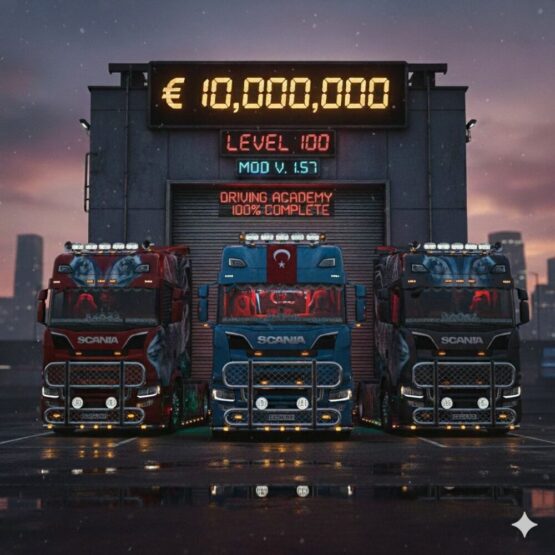 ETS2 Full Progress Save – €10M, Level 100, Driving Academy 100% Completed (1.57)