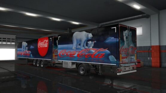 Xmas Coca-Cola Bear Combo Skin DAF XF E6 + Ownership Trailer v 1.57