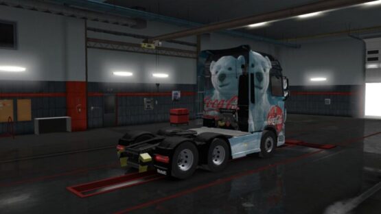 Xmas Coca-Cola Bear Combo Skin DAF XF E6 + Ownership Trailer v 1.57