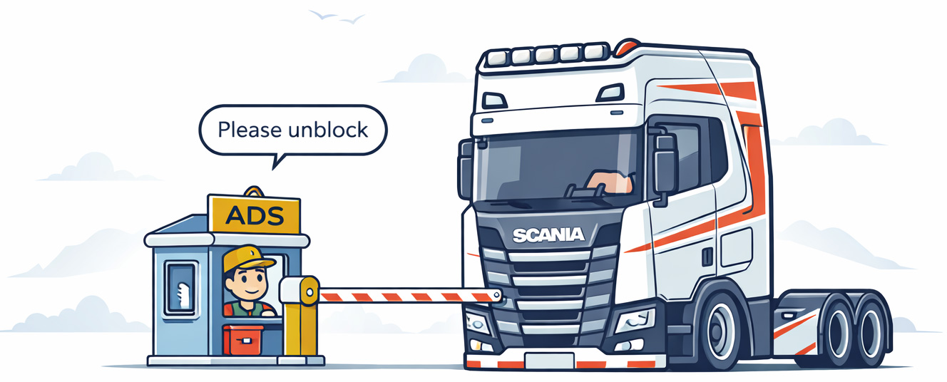 Truck toll booth illustration
