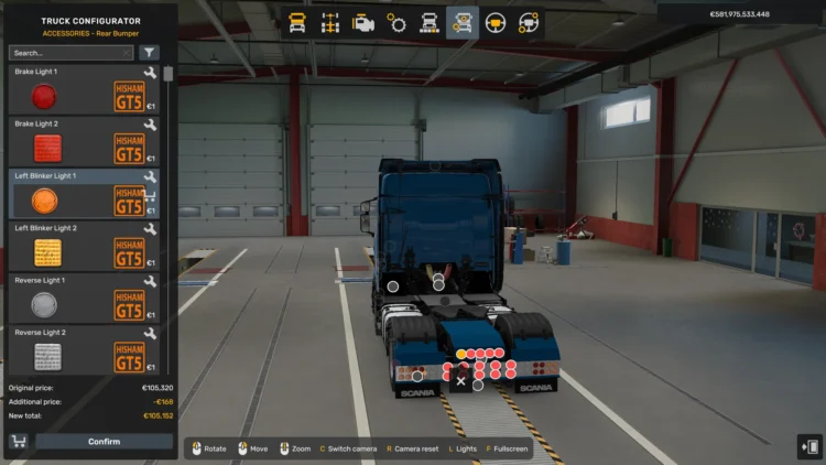 Scania NG S/R Rear Bumper Tuning Lights Pack v1.58