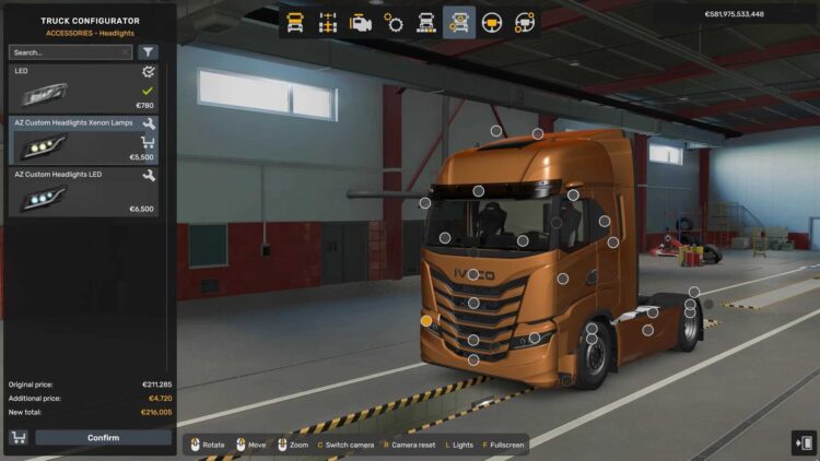 Custom Headlight for SCS Iveco S-Way v1.59