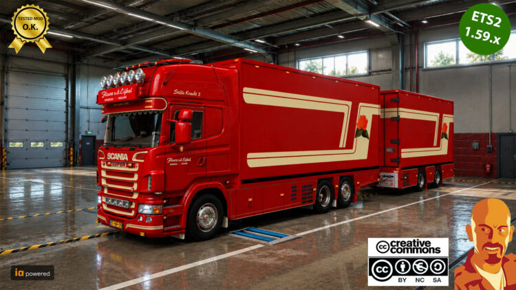 SCANIA R620 FLEURS TANDEM + TRAILER ETS2 1.59.x