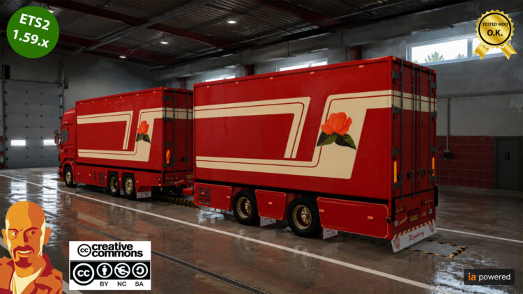SCANIA R620 FLEURS TANDEM + TRAILER ETS2 1.59.x