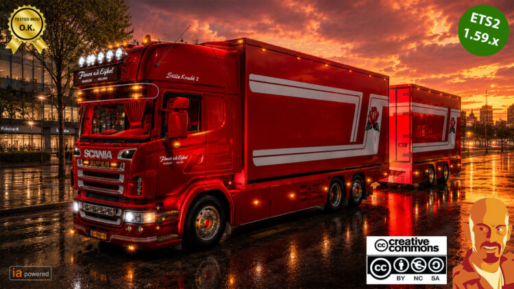 SCANIA R620 FLEURS TANDEM + TRAILER ETS2 1.59.x