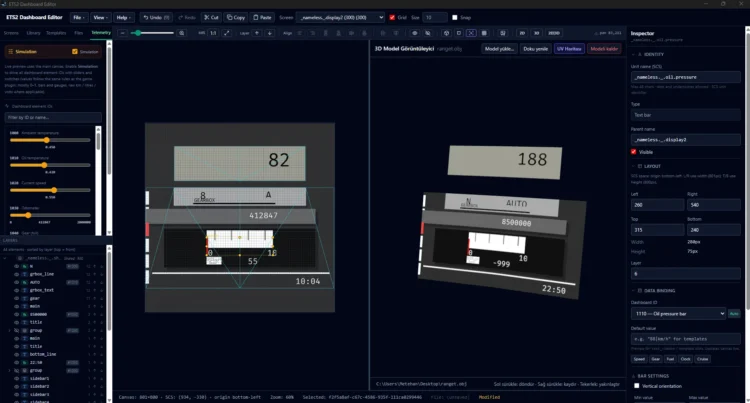 ETS2 Dashboard Editor v0.1.0 – Visual Dashboard Mod Creator