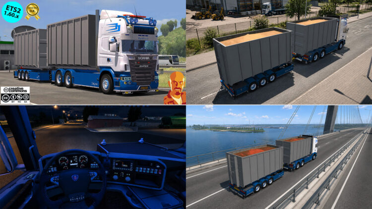 SCANIA R560 V8 ABROLL + BDF CONTAINER TRAILER v1.0 ETS2 1.60.x