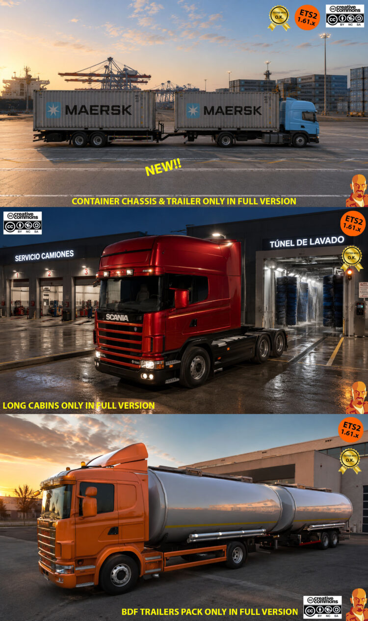 SCANIA MEGAMOD v8.0 ETS2 1.60-1.61.x WITH CONTAINERS CARGO