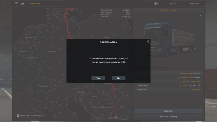 ETS2 V1.61 Free Job Cancel V1.02