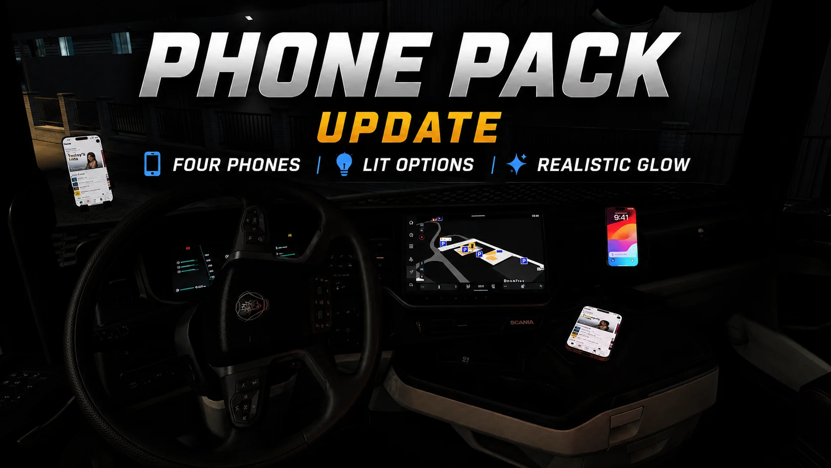 Phones for all trucks lit screens update