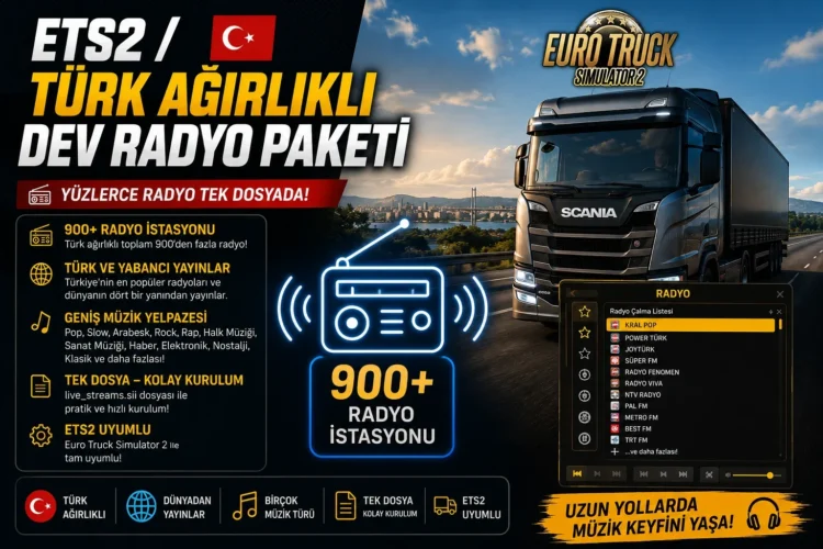 ETS2 Turkish-Focused Mega Radio Pack (900+ Radio Stations) 1.61