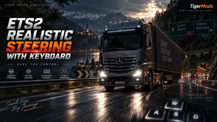 [1.61] ETS2 Realistic Steering with Keyboard – V4.0.22