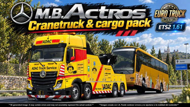 M.B. ACTROS MPIV CRANETRUCK & CARGO PACK v3.0 ETS2 1.60-1.61.x