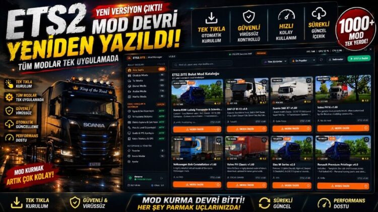 ETS2 MOD MANAGER Easy and quick mod installation with a single click. v02