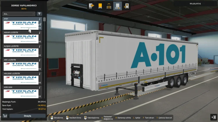 Tırsan Turkish Companies Trailer Skin Mod+AI Traffic