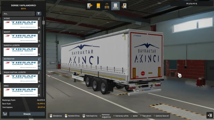 Tırsan Turkish Companies Trailer Skin Mod+AI Traffic
